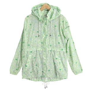 Columbia Spring Jacket Womens Medium Windbreaker Lightweight Green Floral Hooded